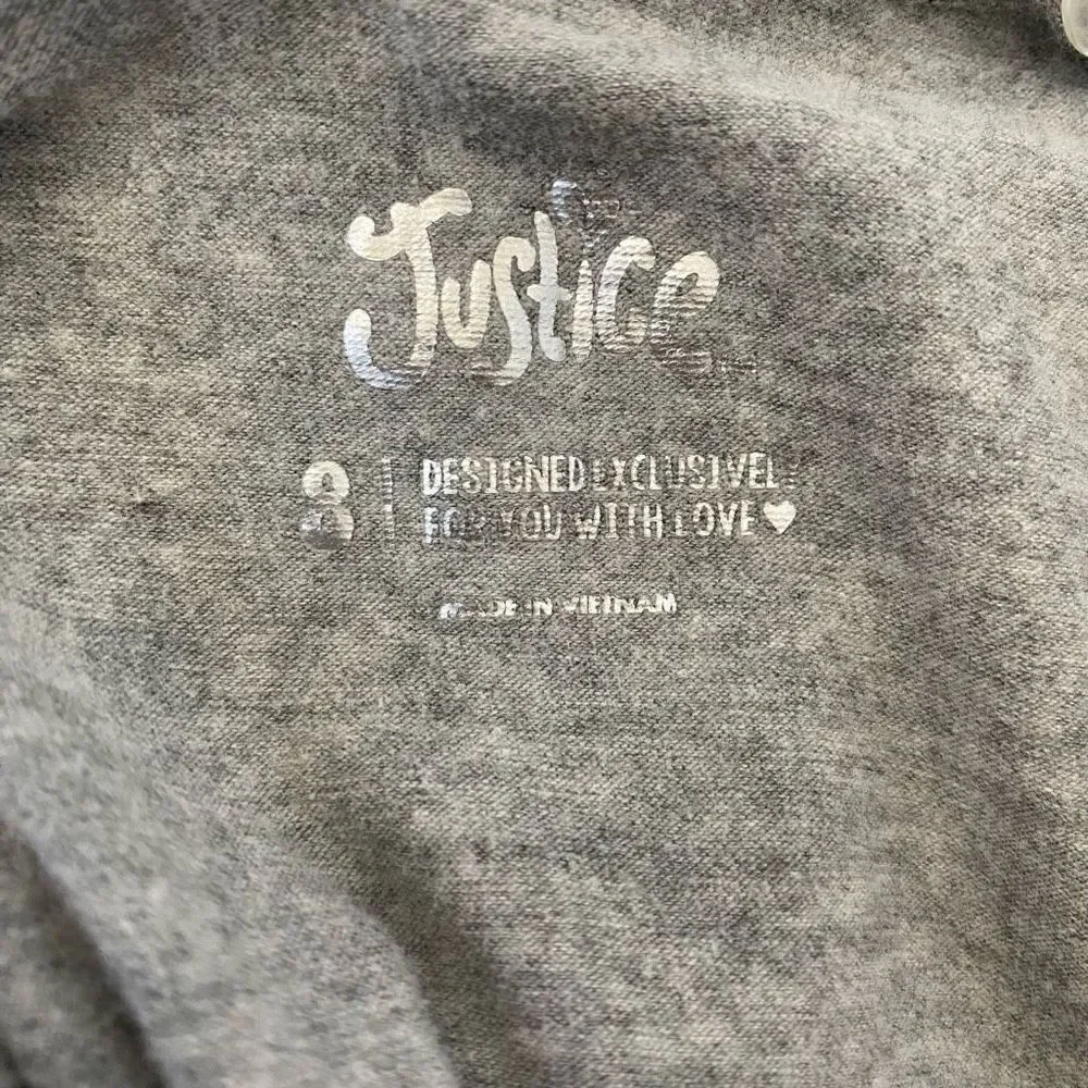 Justice rainbow graphic print fitted tank w/adjustable straps grey sz 8 girls